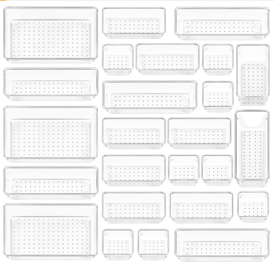 Vtopmart Clear Plastic Drawer Organizers Set (25 Pieces)